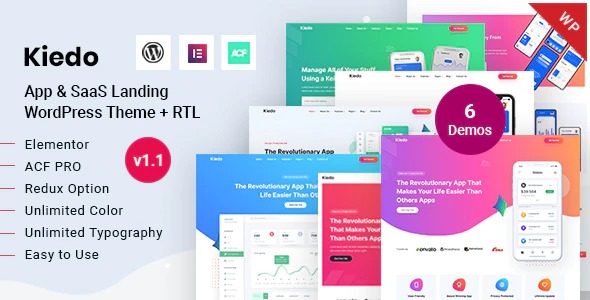 Kiedo v.2.1 – App & SaaS Landing WordPress 主题下载