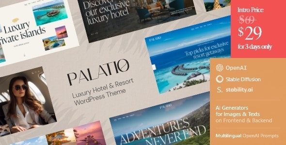 Palatio v1.12.0 – 豪华酒店和度假村 WordPress 主题下载