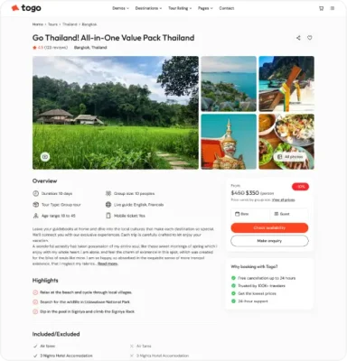 Togo v1.10.0 – 旅行和旅游预订 WordPress 主题下载